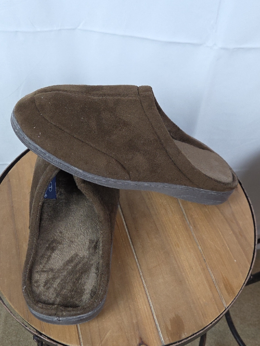 Stafford Men's Brown Suede-Look Slip-On Slippers
